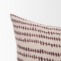 Jenna Beige 14x26 with Merlot Print Linen Lumbar Decorative Pillow Cover - Ornate Home