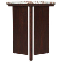 Jenna Brown 2-piece Round Marble Top Coffee Table Set - Ornate Home