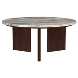 Jenna Brown 2-piece Round Marble Top Coffee Table Set - Ornate Home