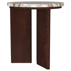 Jenna Brown 3-piece Round Marble Top Coffee Table Set - Ornate Home