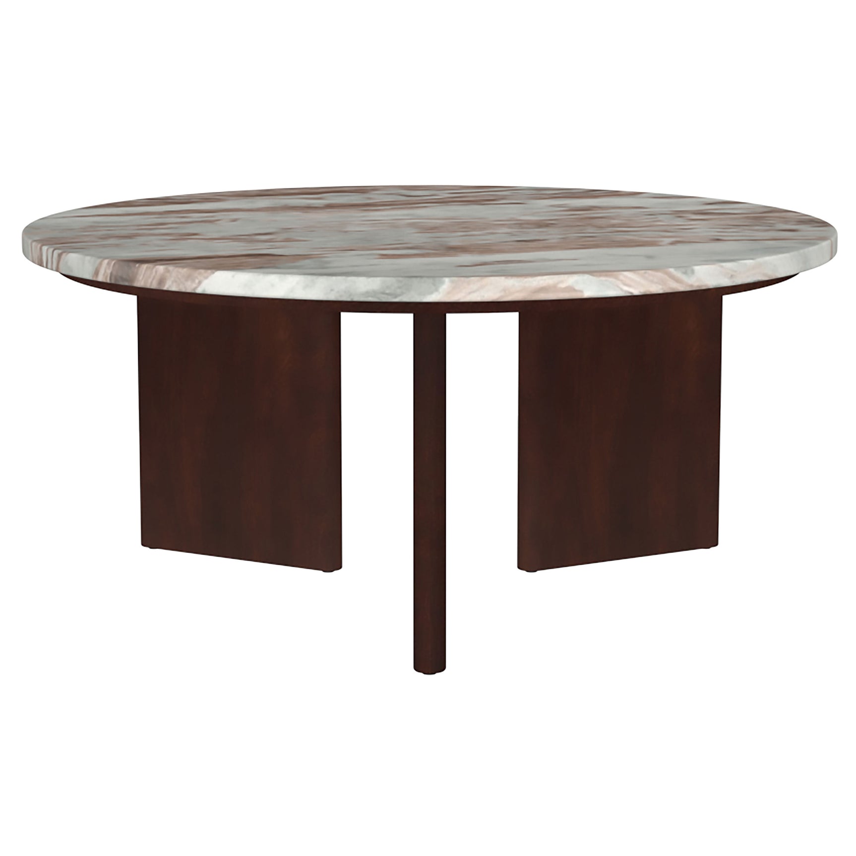 Jenna Brown 35-inch Round Marble Top Cocktail Coffee Table - Ornate Home