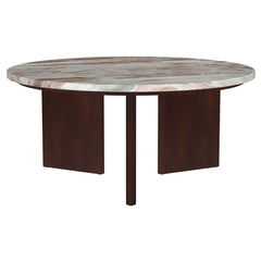 Jenna Brown 35-inch Round Marble Top Cocktail Coffee Table - Ornate Home