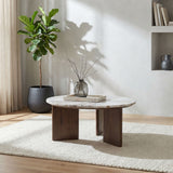 Jenna Brown 35-inch Round Marble Top Cocktail Coffee Table - Ornate Home