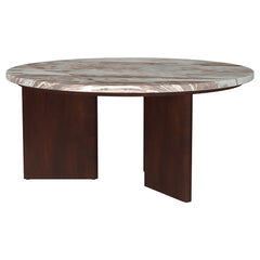 Jenna Brown 35-inch Round Marble Top Cocktail Coffee Table - Ornate Home