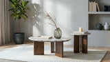 Jenna Brown 35-inch Round Marble Top Cocktail Coffee Table - Ornate Home