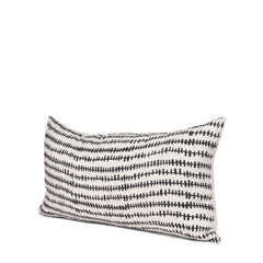 Jenna Cream/Black 14x26 Print Linen Lumbar Decorative Pillow Cover - Ornate Home