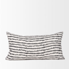 Jenna Cream/Black 14x26 Print Linen Lumbar Decorative Pillow Cover - Ornate Home