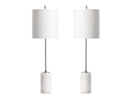 Jenna Silver/White Table Lamp (Set of 2) - Ornate Home