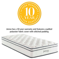 Jenna White 10" Innerspring and Foam Twin Mattress - Ornate Home