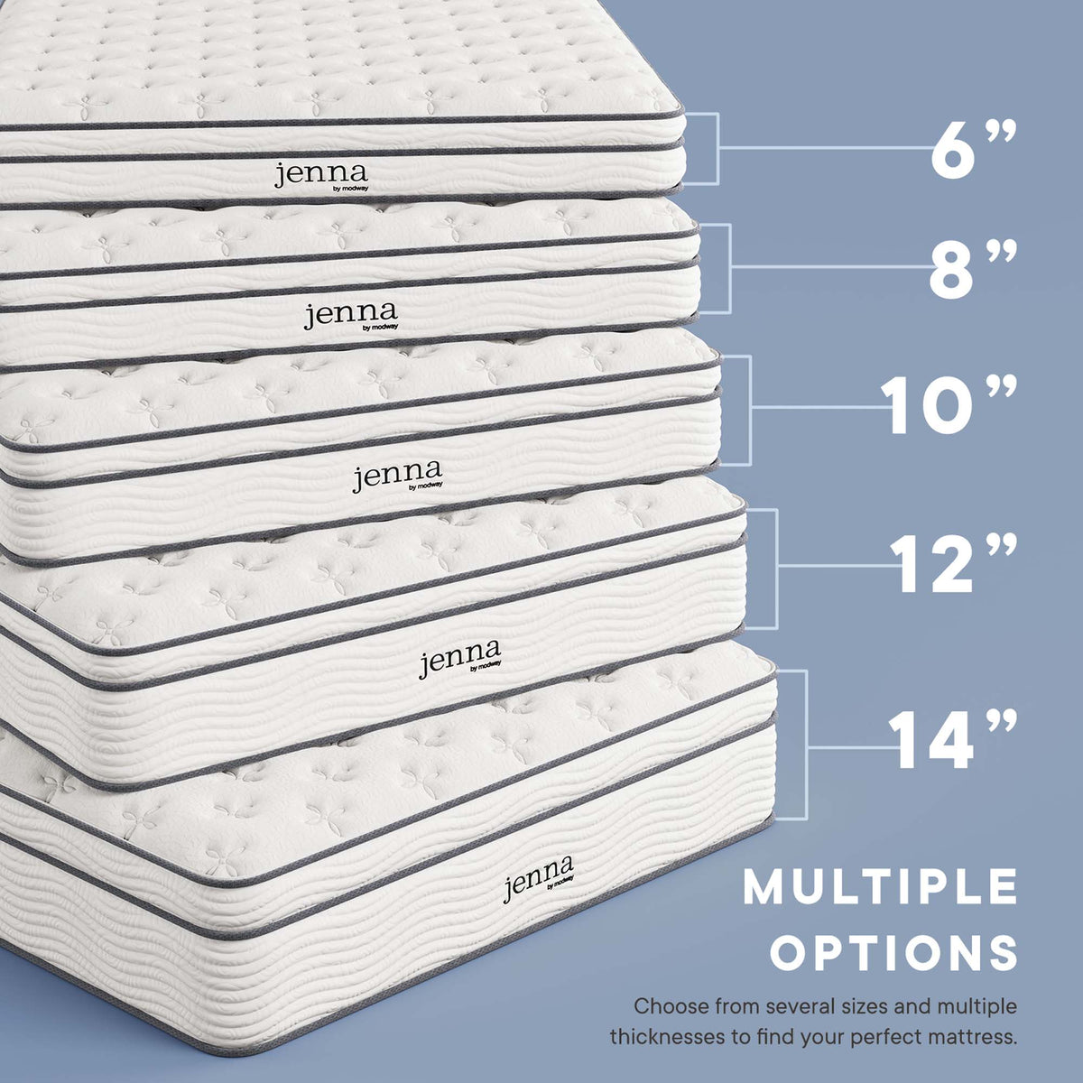 Jenna White 12" Innerspring and Foam Queen Mattress - Ornate Home