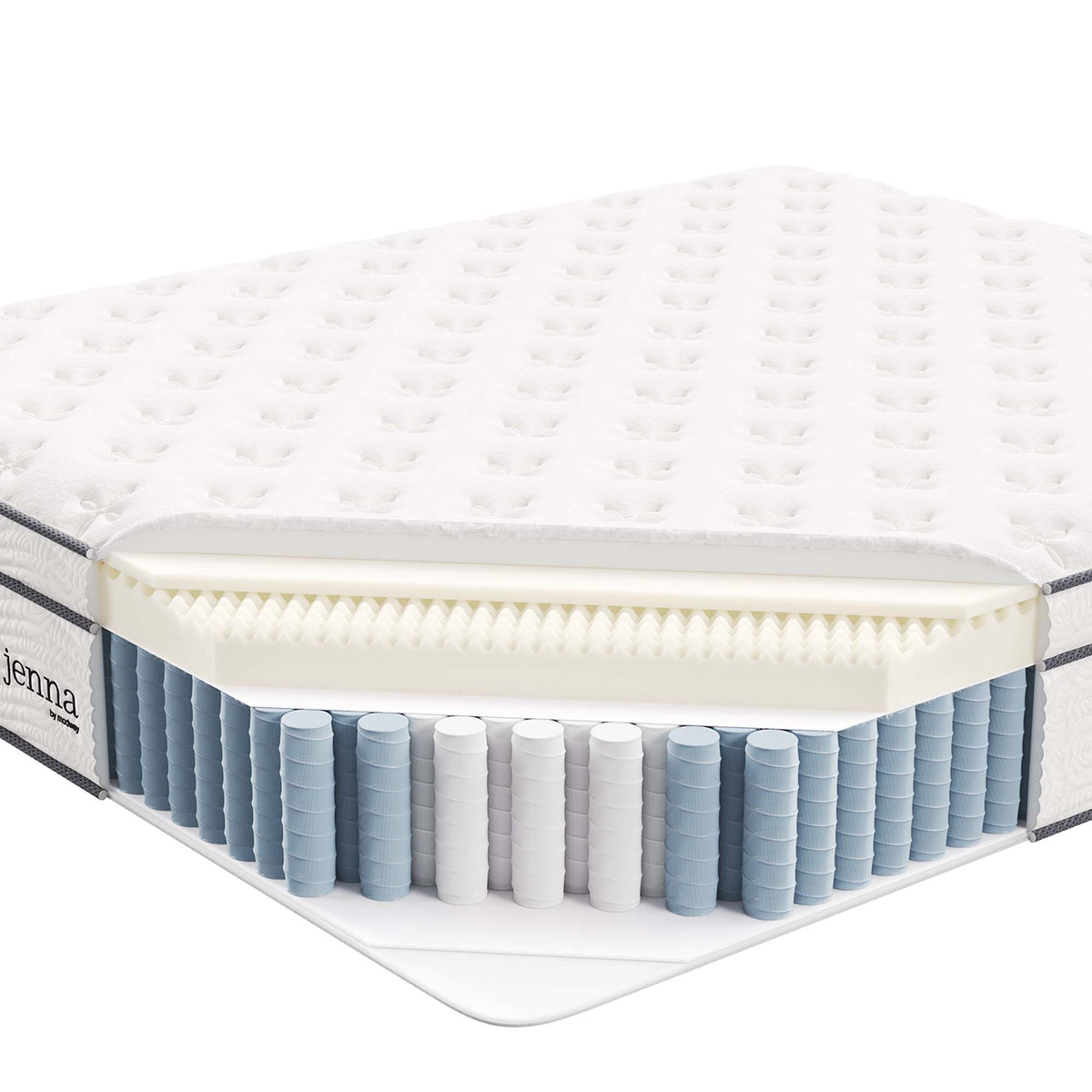 Jenna White 14" Innerspring and Foam California King Mattress - Ornate Home