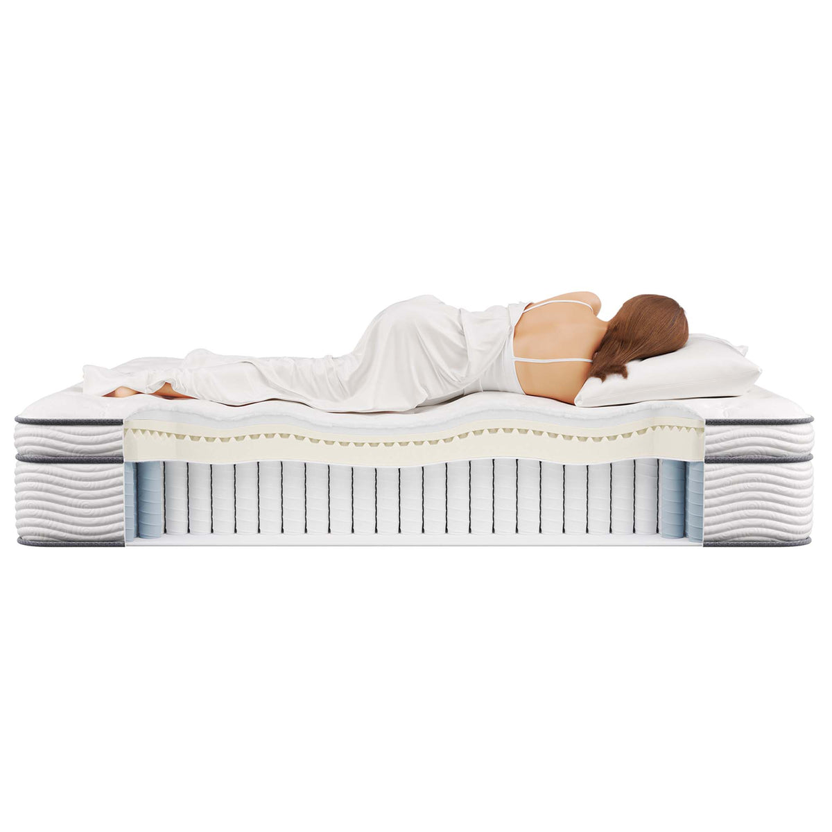 Jenna White 14" Innerspring and Foam California King Mattress - Ornate Home