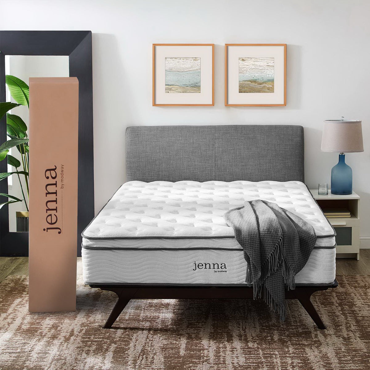 Jenna White 14" Innerspring and Foam California King Mattress - Ornate Home