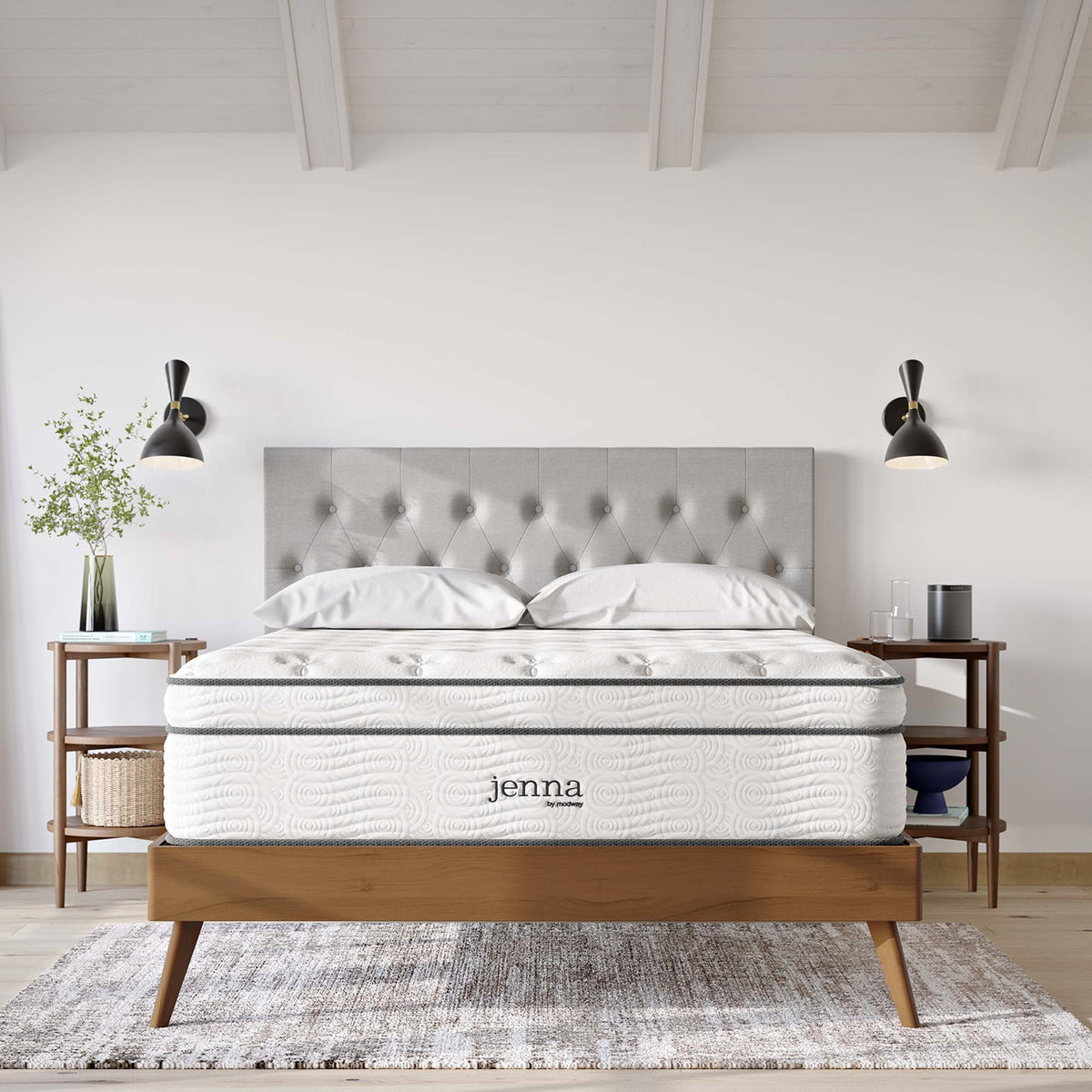 Jenna White 14" Innerspring and Foam Queen Mattress - Ornate Home