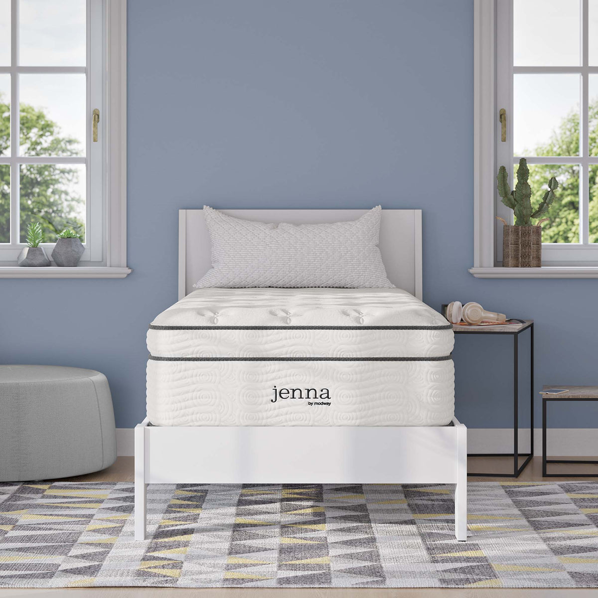 Jenna White 14" Innerspring and Foam Twin Mattress - Ornate Home