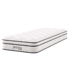 Jenna White 8" Innerspring and Foam Narrow Twin Mattress - Ornate Home