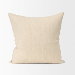 Jenner Cream 22x22 Cotton Linen Blend Square Pillow Cover with Down Filler (Set of 2) - Ornate Home