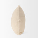 Jenner Cream 22x22 Cotton Linen Blend Square Pillow Cover with Down Filler (Set of 2) - Ornate Home