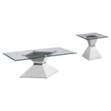 Jenny Chrome 2-piece Rectangular Coffee and End Table Set - Ornate Home