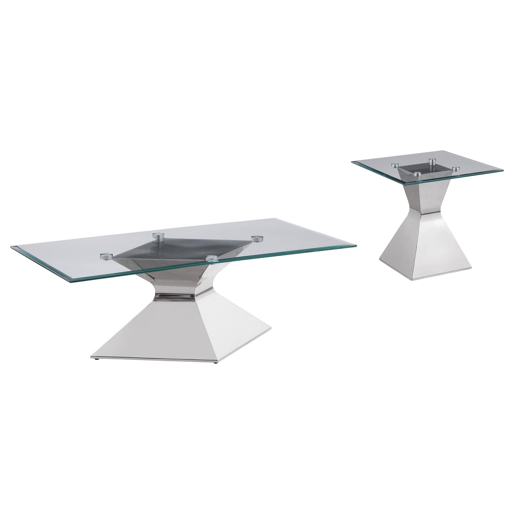 Jenny Chrome 2-piece Rectangular Coffee and End Table Set - Ornate Home