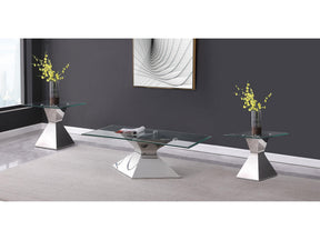 Jenny Chrome 3-piece Rectangular Coffee and End Table Set - Ornate Home