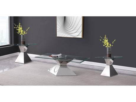 Jenny Chrome 3-piece Rectangular Coffee and End Table Set - Ornate Home
