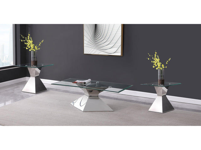 Jenny Chrome 3-piece Rectangular Coffee and End Table Set - Ornate Home
