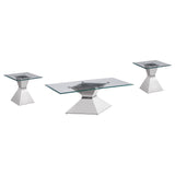 Jenny Chrome 3-piece Rectangular Coffee and End Table Set - Ornate Home