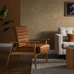 Jensen French Oak/Tan Vegan Leather Accent Chair - Ornate Home