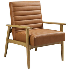 Jensen French Oak/Tan Vegan Leather Accent Chair - Ornate Home