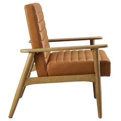 Jensen French Oak/Tan Vegan Leather Accent Chair - Ornate Home