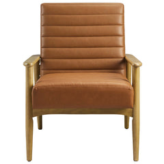 Jensen French Oak/Tan Vegan Leather Accent Chair - Ornate Home