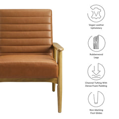 Jensen French Oak/Tan Vegan Leather Accent Chair - Ornate Home