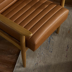 Jensen French Oak/Tan Vegan Leather Accent Chair - Ornate Home