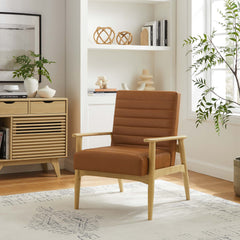 Jensen Natural/Tan Vegan Leather Accent Chair - Ornate Home