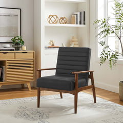 Jensen Walnut/Black Vegan Leather Accent Chair - Ornate Home