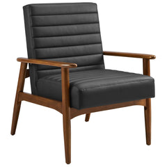 Jensen Walnut/Black Vegan Leather Accent Chair - Ornate Home