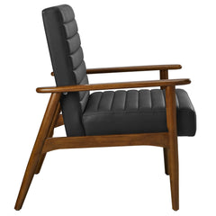Jensen Walnut/Black Vegan Leather Accent Chair - Ornate Home