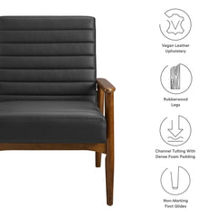 Jensen Walnut/Black Vegan Leather Accent Chair - Ornate Home