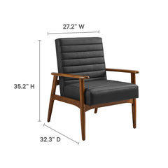 Jensen Walnut/Black Vegan Leather Accent Chair - Ornate Home