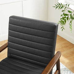 Jensen Walnut/Black Vegan Leather Accent Chair - Ornate Home