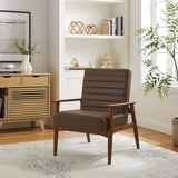 Jensen Walnut/Brown Vegan Leather Accent Chair - Ornate Home