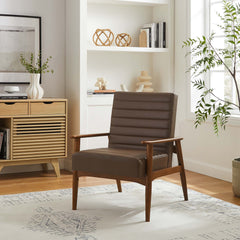 Jensen Walnut/Brown Vegan Leather Accent Chair - Ornate Home