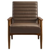 Jensen Walnut/Brown Vegan Leather Accent Chair - Ornate Home
