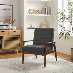 Jensen Walnut/Charcoal Boucle Fabric Accent Chair - Ornate Home