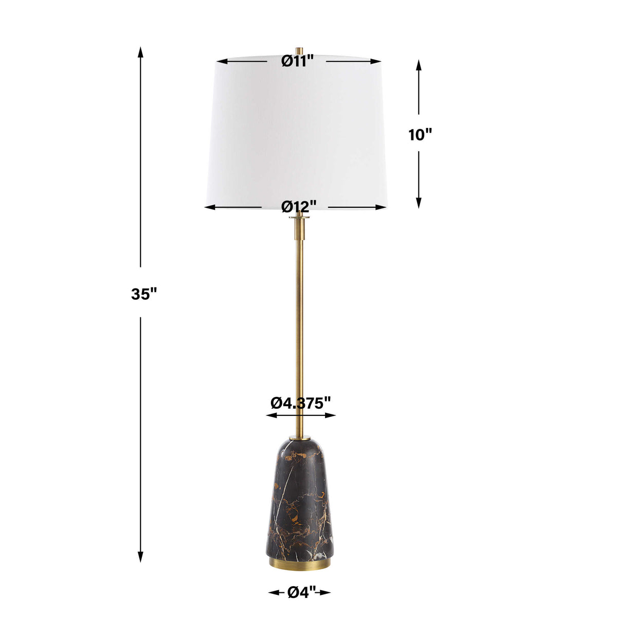 Jenson Black Marble Buffet Lamp - Ornate Home