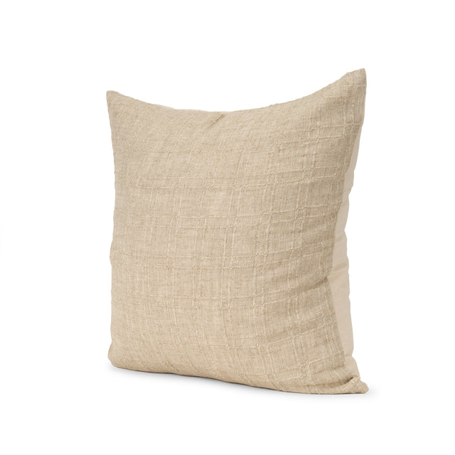 Jeren Beige 22x22 Cotton Linen Square Pillow Cover - Ornate Home