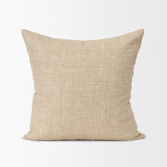 Jeren Beige 22x22 Cotton Linen Square Pillow Cover with Down Filler (Set of 2) - Ornate Home
