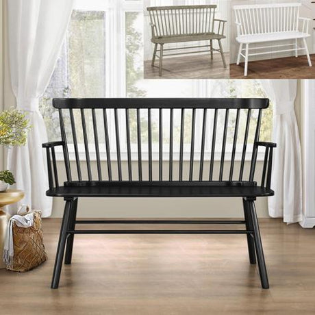 Jerimiah Spindleback Black Bench - Ornate Home