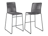 Jerome Charcoal Woven Rope Metal Bar Chair (Set of 2) - Ornate Home
